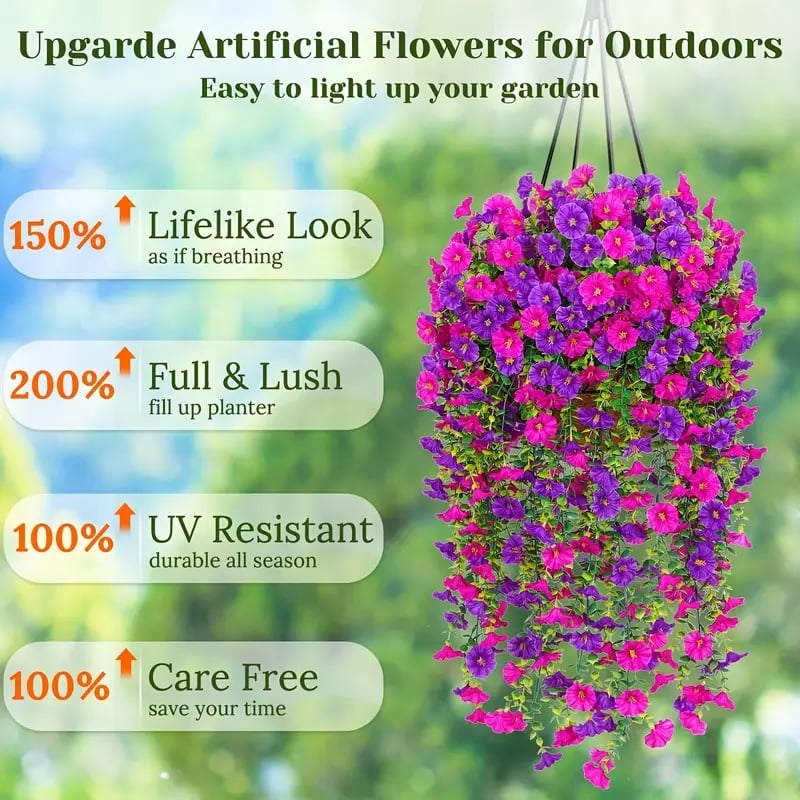 UV Resistant Hanging Artificial Morning Glory Vine