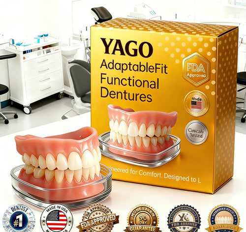 Perfect Dentures with AdvancedSize & Shape Memory Fit /Automatically locks to theappropriate size, perfectly fittingevery mouth.