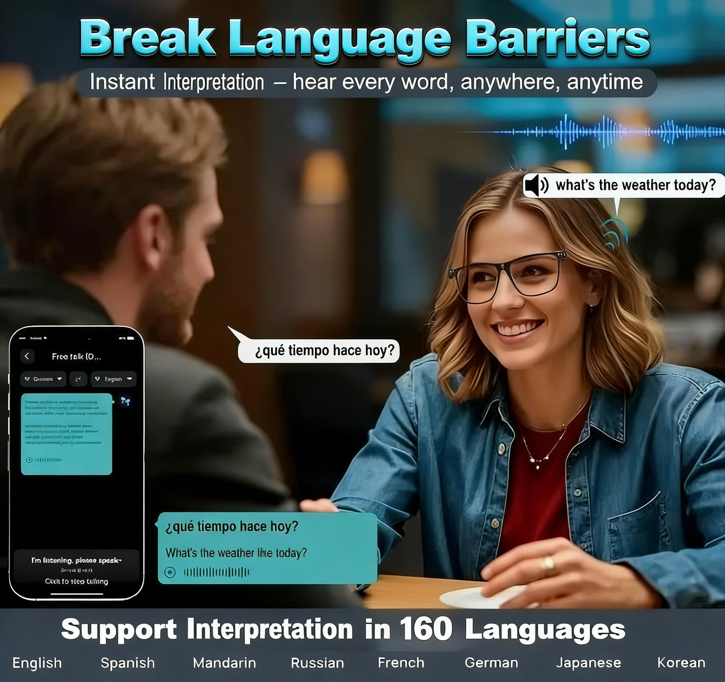 LAST DAY 50% OFF!!🔥 AI Interpretation Smart Glasses🕶️160-Language Translation, Photochromic Lenses, AI Chat & Hands-Free Audio