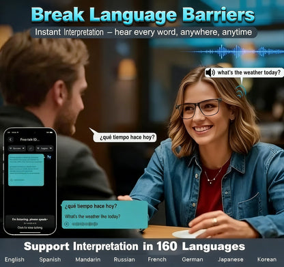 LAST DAY 50% OFF!!🔥 AI Interpretation Smart Glasses🕶️160-Language Translation, Photochromic Lenses, AI Chat & Hands-Free Audio