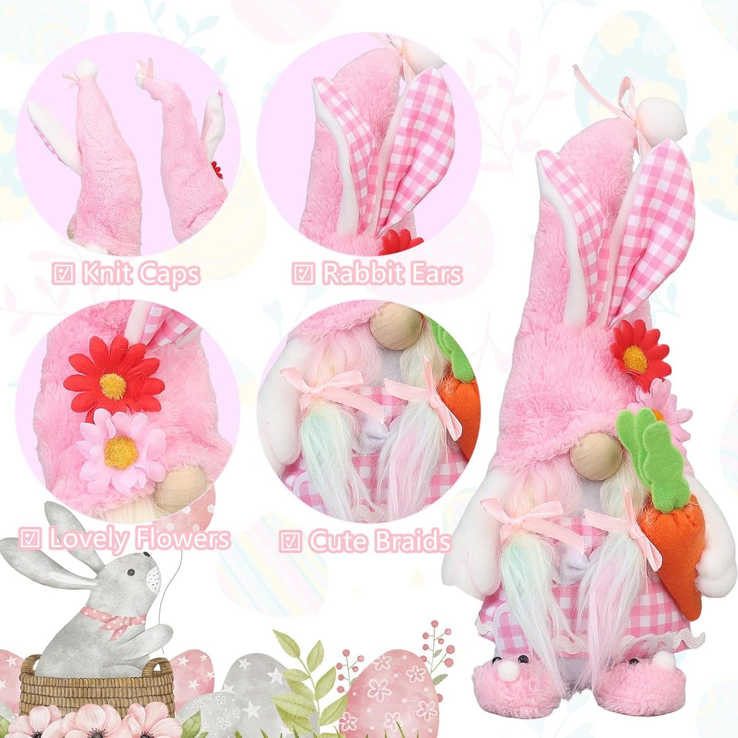 🔥2026 Easter Sale: 50% OFF🐰Handmade Easter Bunny Gnome Plush Decor