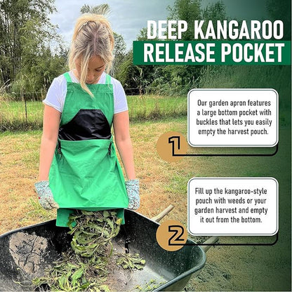 💖Mother's Day Hot Sale 50% OFF 🌱Cross Back Gardening Apron With Deep Kangaroo Release Pockets