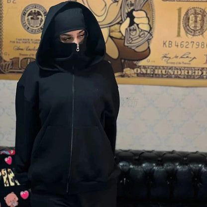 🔥Last Day 50% OFF--Balaclava Hoodie with Built In Balaclava,Anti-Social Hoodies