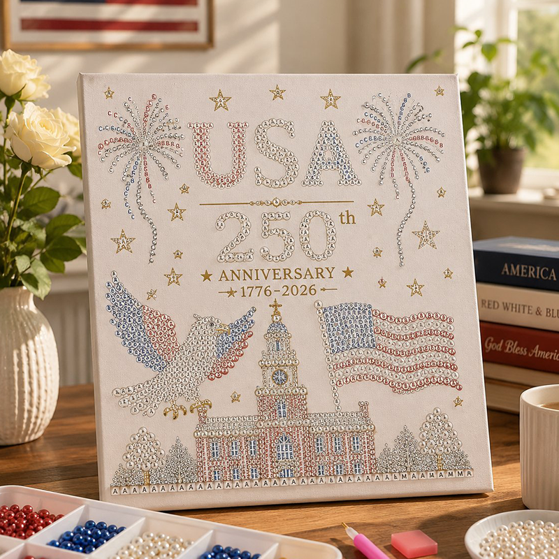 🔥LAST DAY 50% OFF - 🇺🇸 USA 250th Anniversary DIY Pearl Painting Kit ✨❤️‍🔥